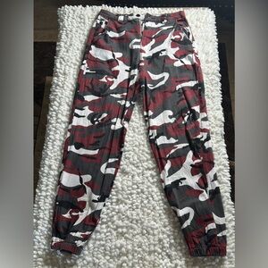 Almost Famous Red and Black Joggers with Modern Camouflage